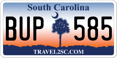 SC license plate BUP585