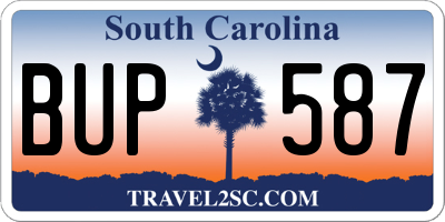 SC license plate BUP587