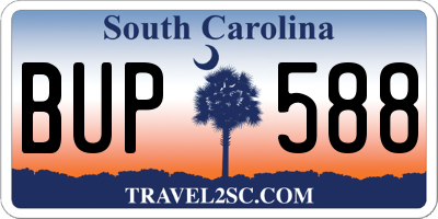 SC license plate BUP588
