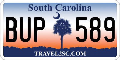 SC license plate BUP589