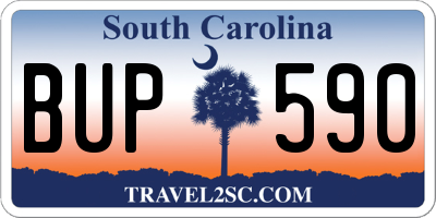 SC license plate BUP590