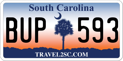 SC license plate BUP593