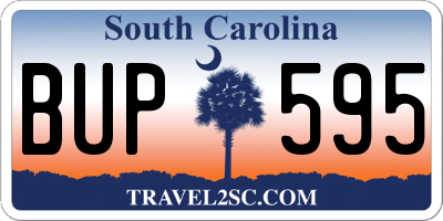 SC license plate BUP595