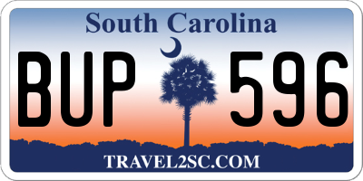 SC license plate BUP596
