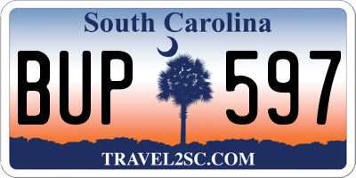 SC license plate BUP597