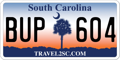 SC license plate BUP604