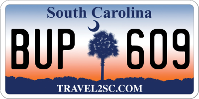 SC license plate BUP609