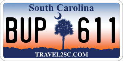SC license plate BUP611