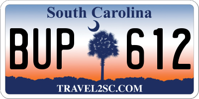 SC license plate BUP612