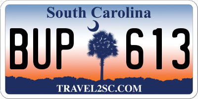 SC license plate BUP613