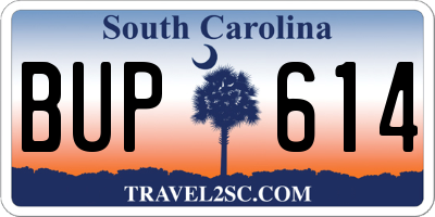 SC license plate BUP614