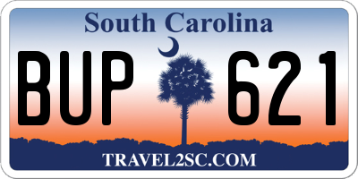 SC license plate BUP621