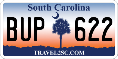 SC license plate BUP622