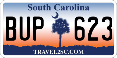 SC license plate BUP623