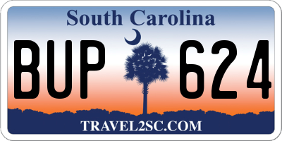 SC license plate BUP624