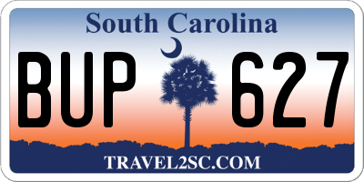 SC license plate BUP627