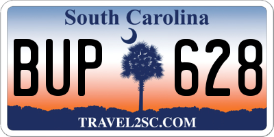 SC license plate BUP628