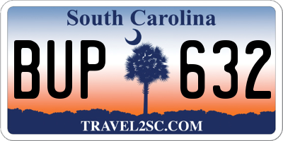 SC license plate BUP632