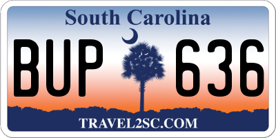 SC license plate BUP636