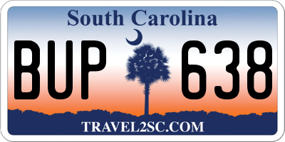 SC license plate BUP638
