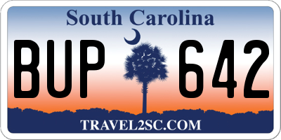 SC license plate BUP642