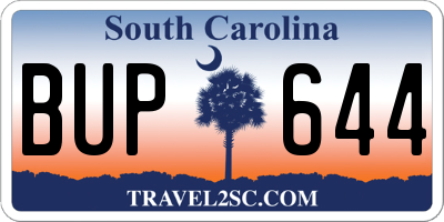 SC license plate BUP644