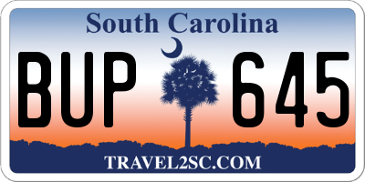 SC license plate BUP645