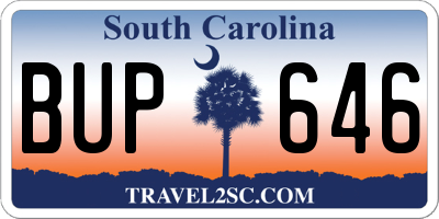 SC license plate BUP646