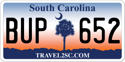 SC license plate BUP652
