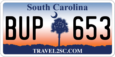 SC license plate BUP653