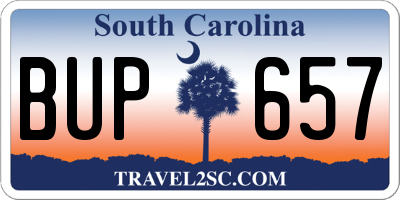 SC license plate BUP657