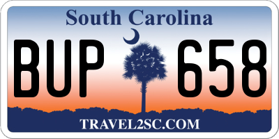 SC license plate BUP658