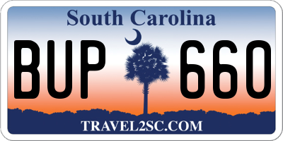 SC license plate BUP660