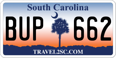 SC license plate BUP662