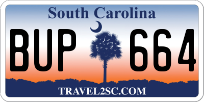 SC license plate BUP664