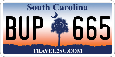 SC license plate BUP665