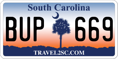 SC license plate BUP669