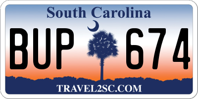 SC license plate BUP674