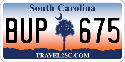 SC license plate BUP675