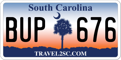 SC license plate BUP676