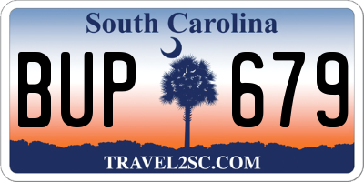 SC license plate BUP679