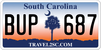 SC license plate BUP687