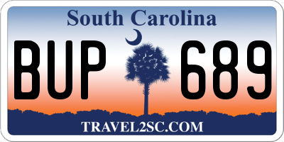 SC license plate BUP689