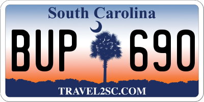 SC license plate BUP690