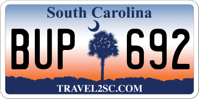 SC license plate BUP692