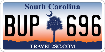SC license plate BUP696