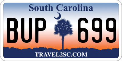 SC license plate BUP699