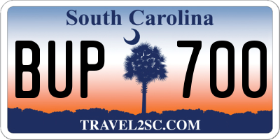 SC license plate BUP700