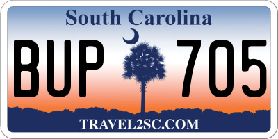 SC license plate BUP705