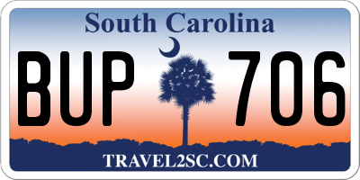 SC license plate BUP706